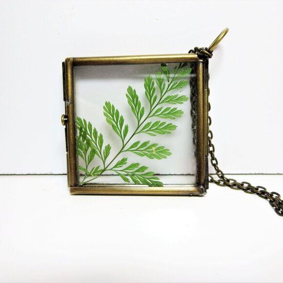 Fern Necklace Pressed Fern charm dried ferm Terrarium pendant Botanical locket - Picture 10 of 11